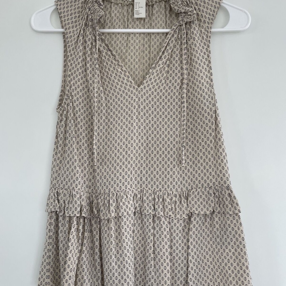 H&M Beige and Black Peplum Tank Sleeveless Blouse Size 2